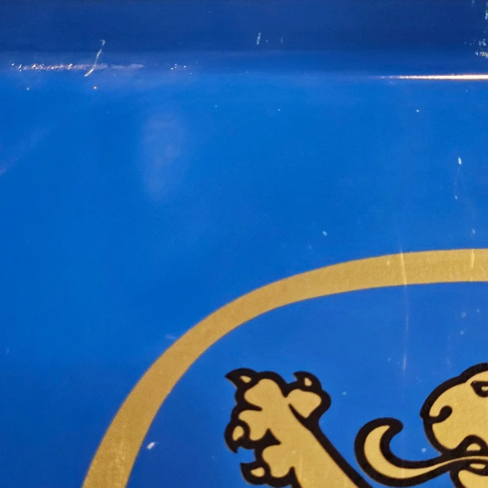 Lowenbrau Beer Tray Vintage Blue Gold‎ Lion Metal Barware Collectible
